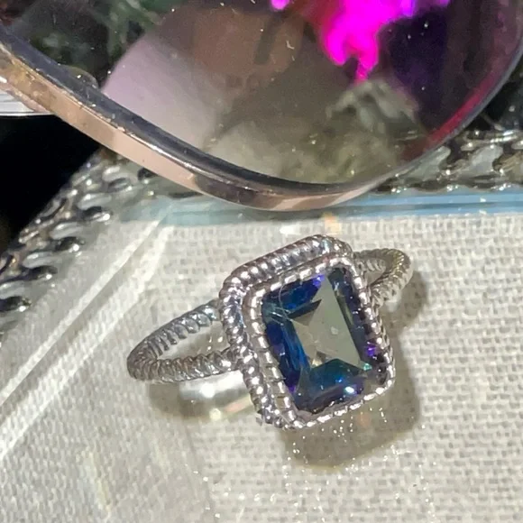Rainbow Quartz Sterling Silver Ring 6.5